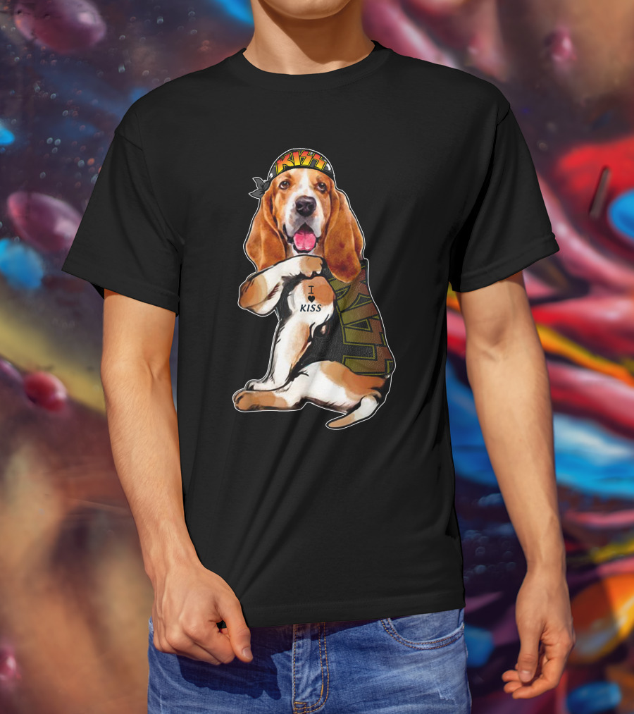 I Love KISS Bandana Basset Hound Lays I Heart KISS T-Shirt