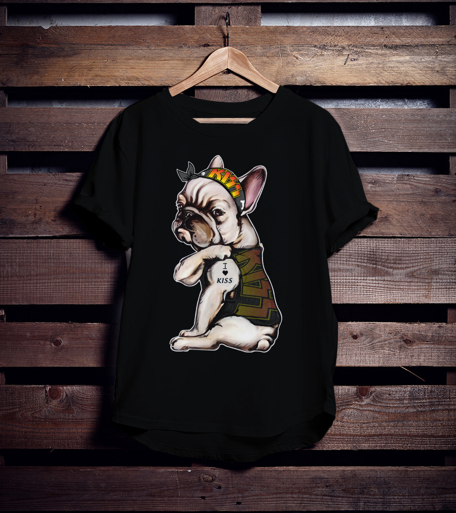 I Heart KISS French Bulldog Bandana T-Shirt