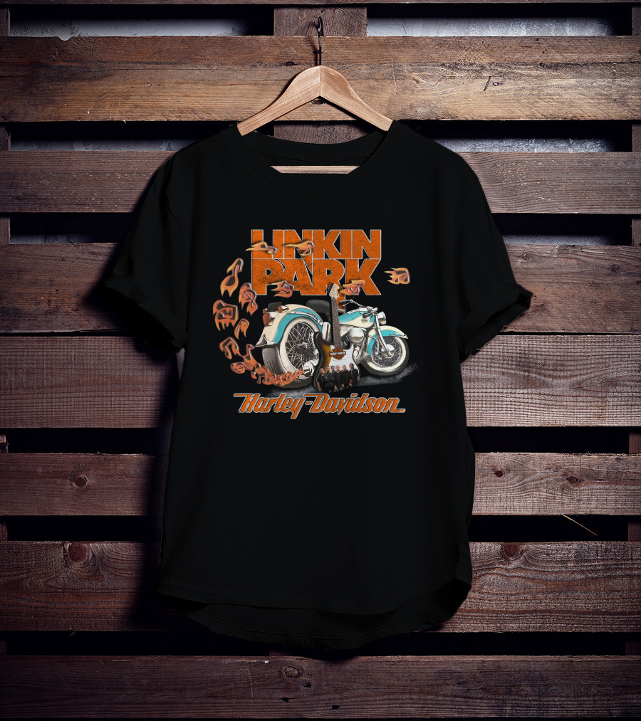 Linkin Park Harley Davidson Motorcycle 20Hdm Vintage Music Notes Guitar Art T-Shirt