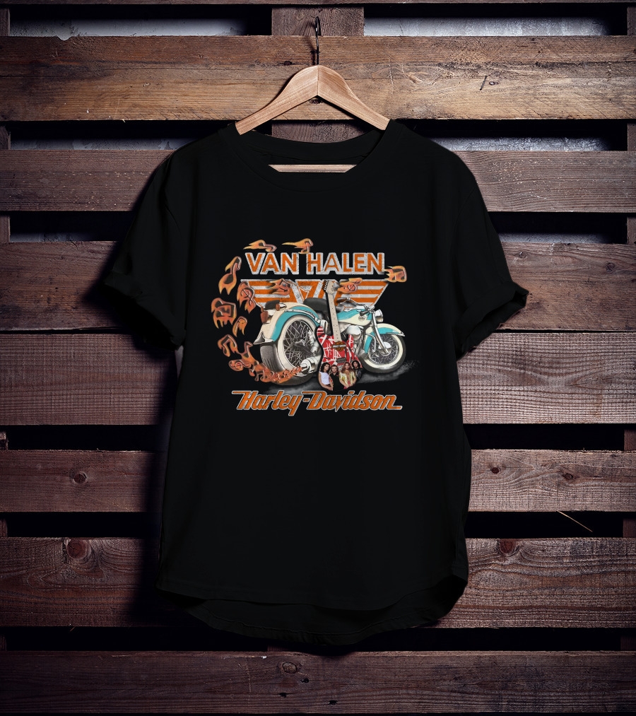Van Halen Harley Davidson Motorcycles Flames Guitar 20Hdm T-Shirt