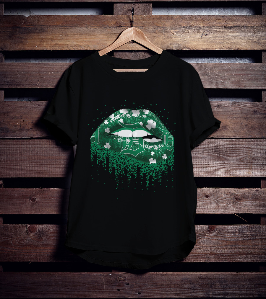 Detroit Tigers Green Lips Clover T-Shirt