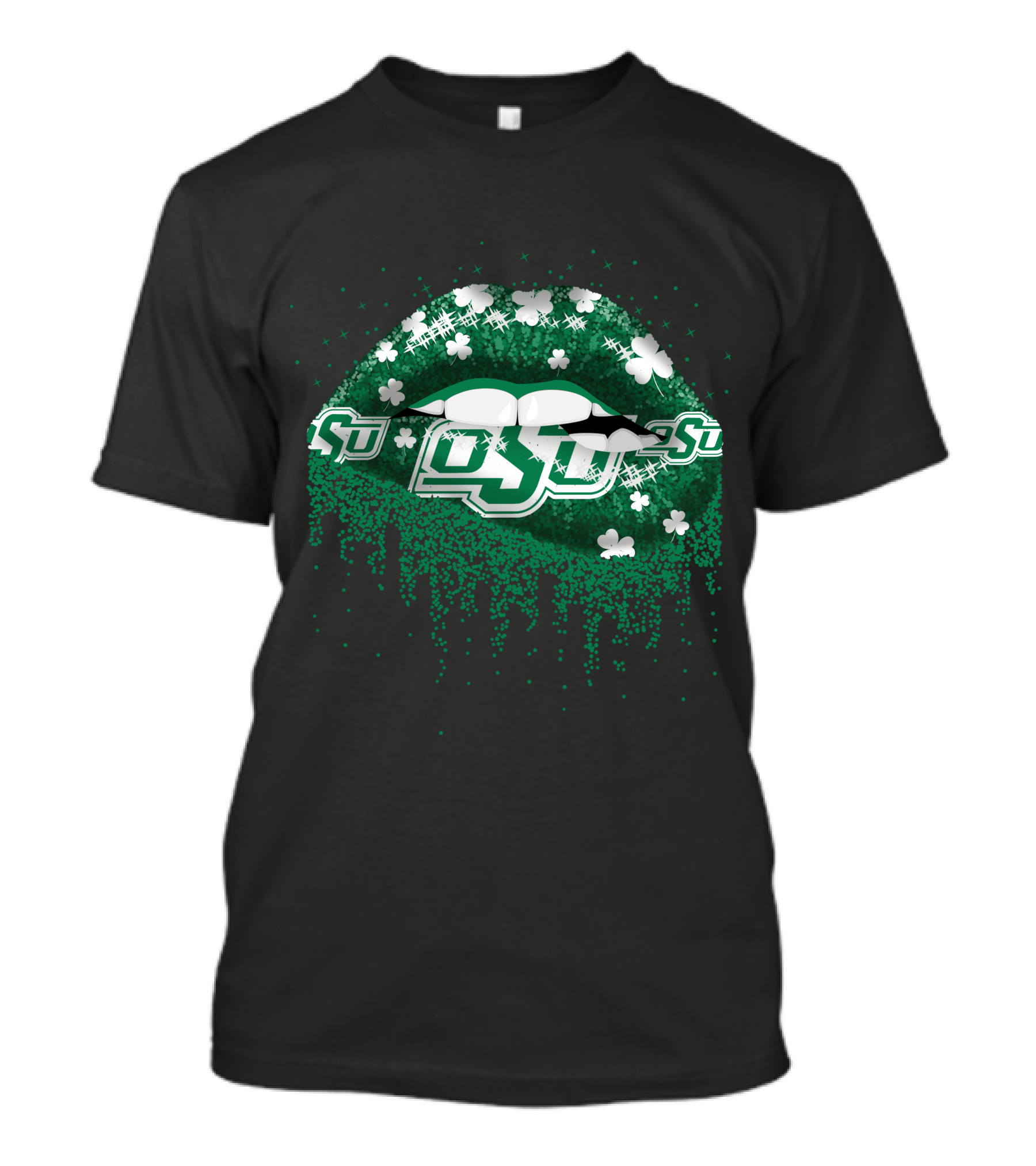 PSU Lips Green With Clover Accents Oklahoma State Cowboys T-Shirt