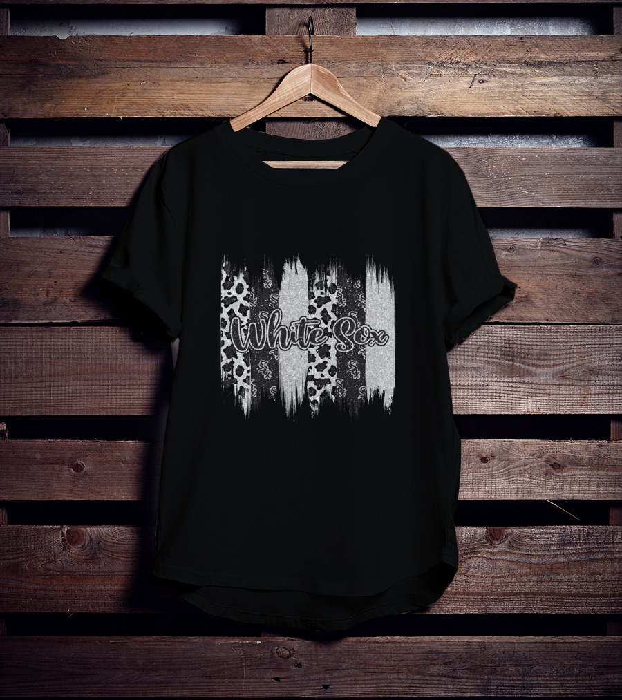 White Sox Brushstroke Leopard Paisley Stripes T-Shirt