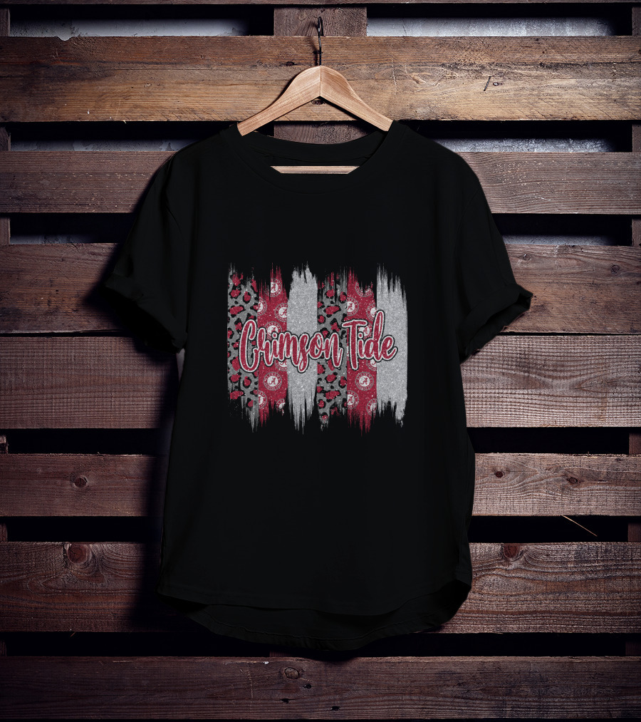 Alabama Crimson Tide Brushstroke Leopard Paisley Stripes T-Shirt