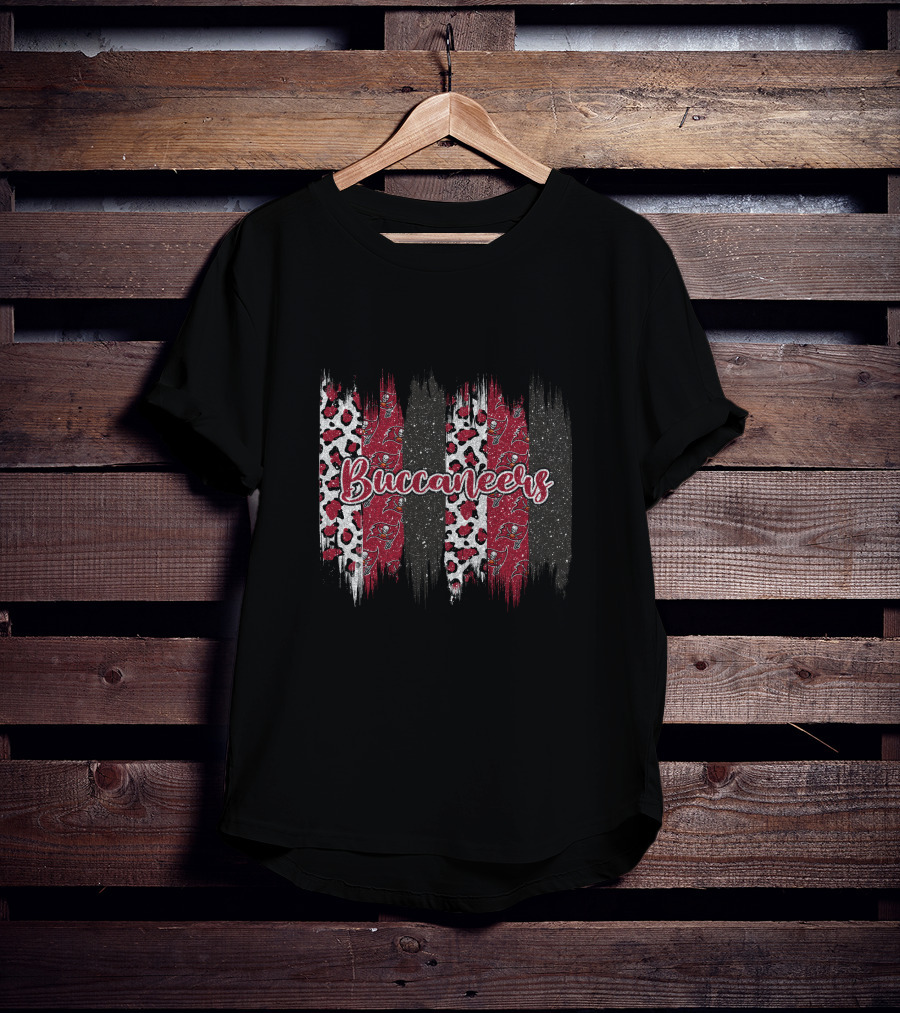 Buccaneers Leopard Glitter Brushstroke Tampa Bay T-Shirt