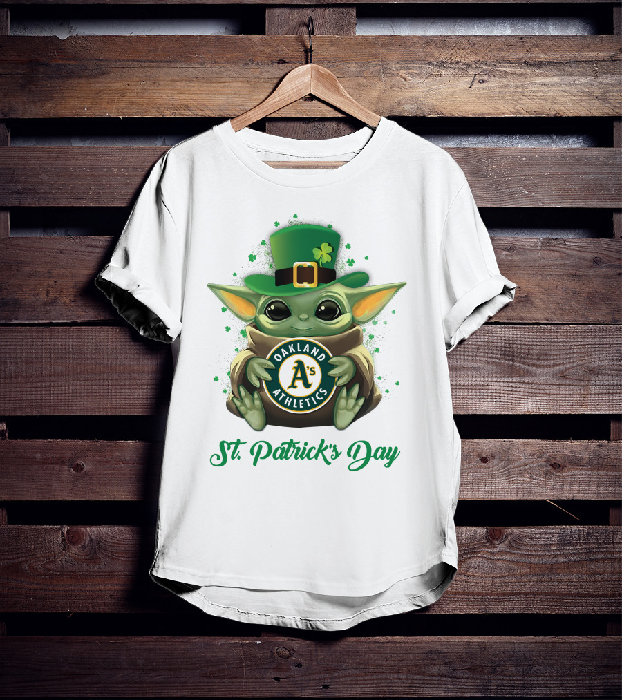 Oakland Athletics Baby Yoda St. Patrick's Day T-Shirt