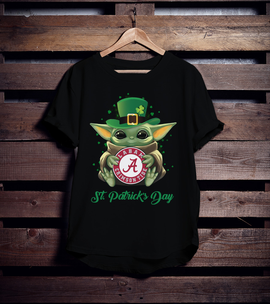 St. Patrick's Day Alabama Crimson Tide Baby Yoda T-Shirt
