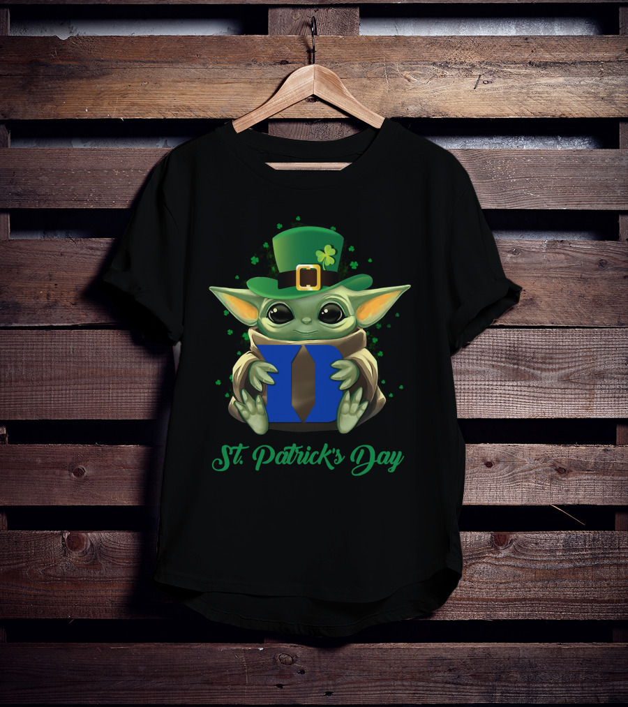 St. Patrick's Day Duke Blue Devils Baby Yoda T-Shirt
