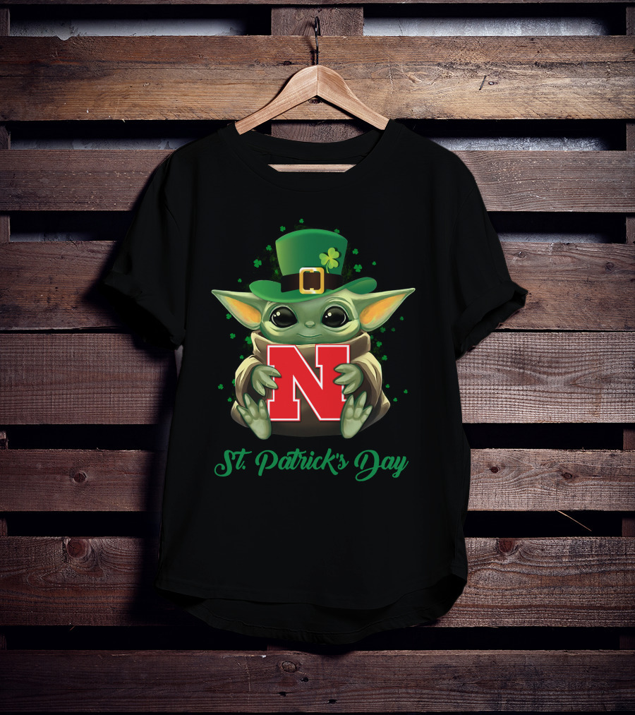 Nebraska Cornhuskers Baby Yoda St. Patrick's Day T-Shirt