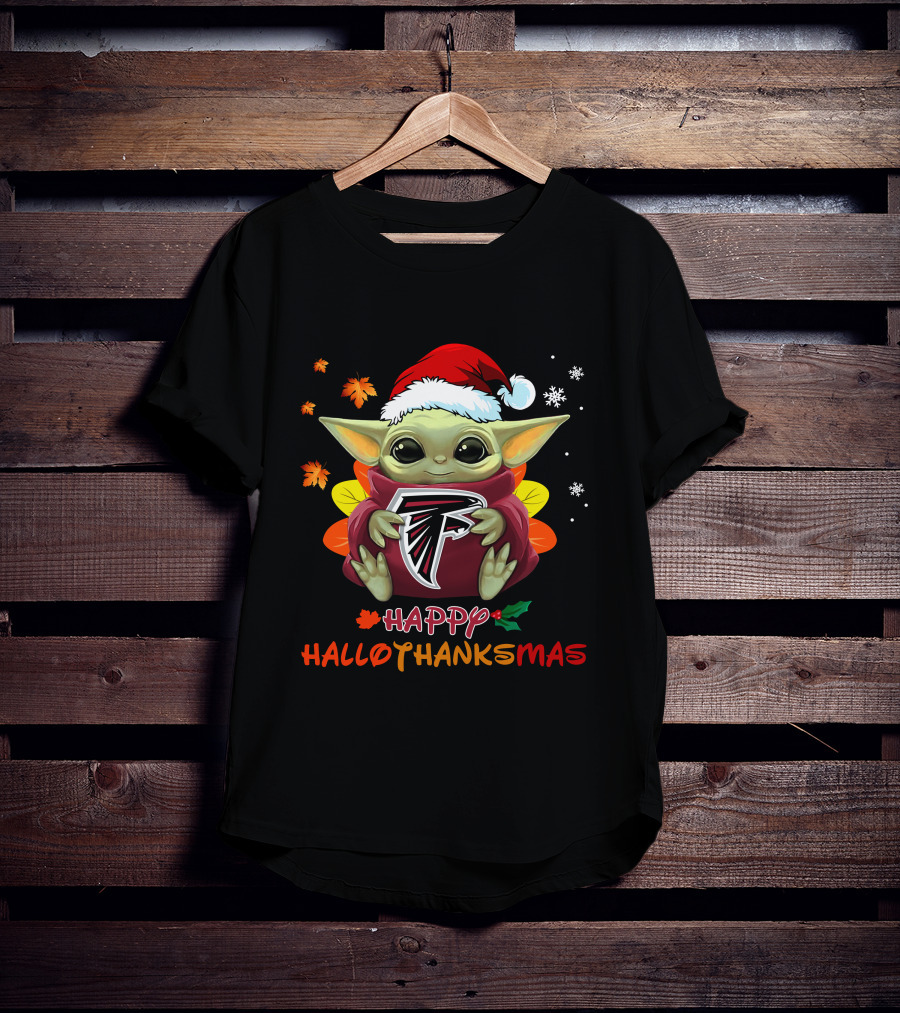 Happy Hallothanksmas Atlanta Falcons Baby Yoda 505 L1PTT T-Shirt