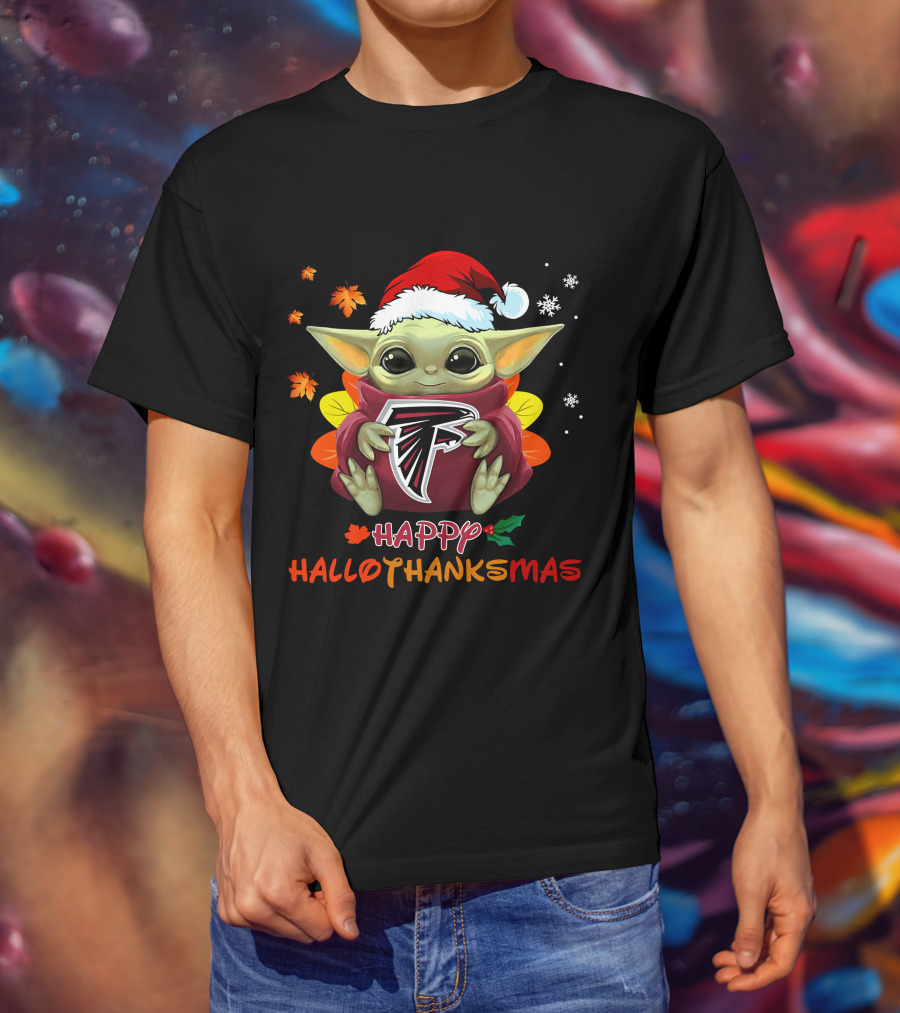 Happy Hallothanksmas Atlanta Falcons Baby Yoda 505 L1PTT T-Shirt