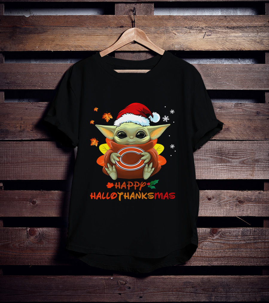 Chicago Bears Baby Yoda Hallothanksmas Happy Holidays 505 L1PTT T-Shirt