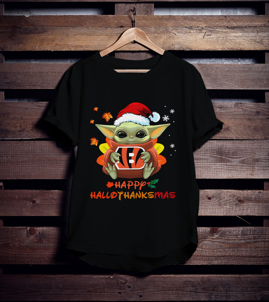 Cincinnati Bengals Baby Yoda Happy Hallothanksmas 505 L1PTT T-Shirt