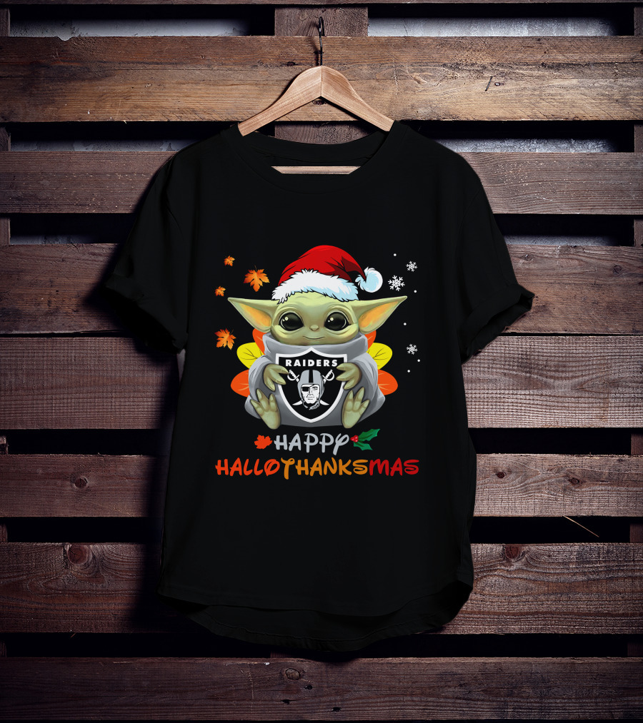 Las Vegas Raiders Baby Yoda Happy Hallothanksmas 505 L1PTT T-Shirt