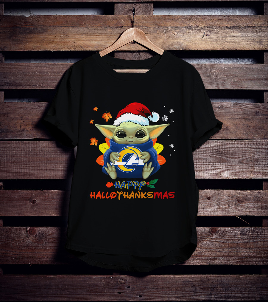Happy Hallothanksmas Los Angeles Rams Baby Yoda Holiday 505 L1PTT T-Shirt