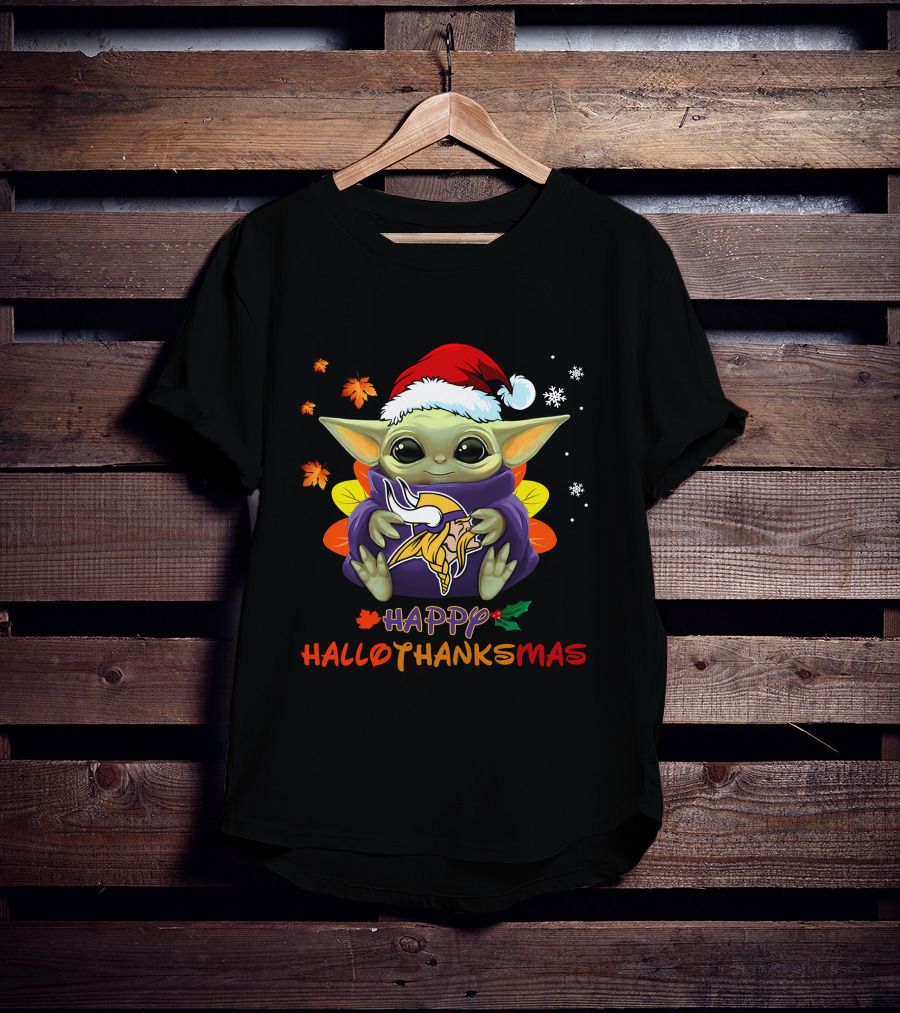 Happy Hallothanksmas Minnesota Vikings Baby Yoda 505 L1PTT T-Shirt