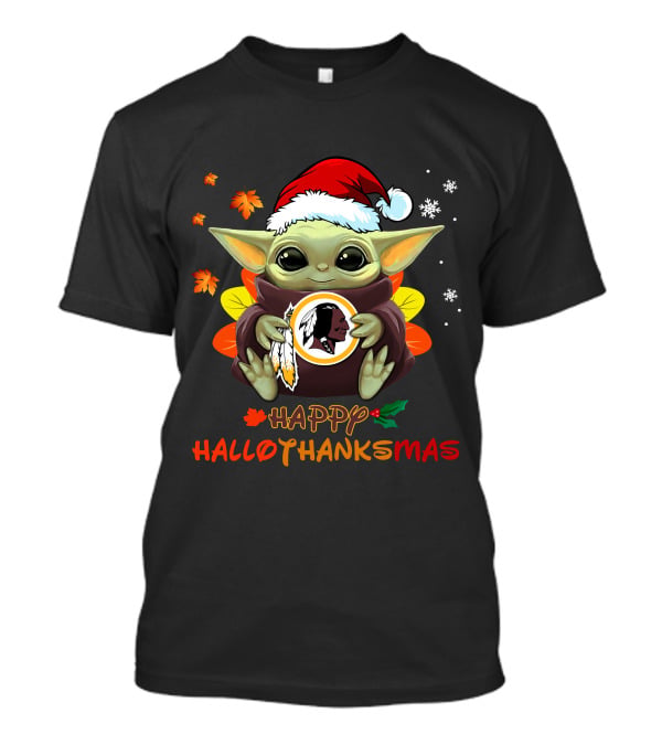 Happy Hallothanksmas Baby Yoda Washington Redskins T-Shirt