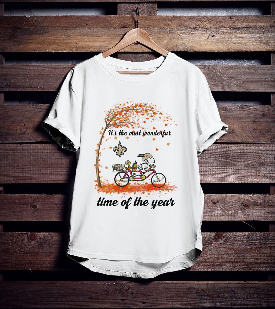 New Orleans Saints It's The Most Wonderful Time Of The Year Autumn Leaves Tandem Cycling T-Shirt