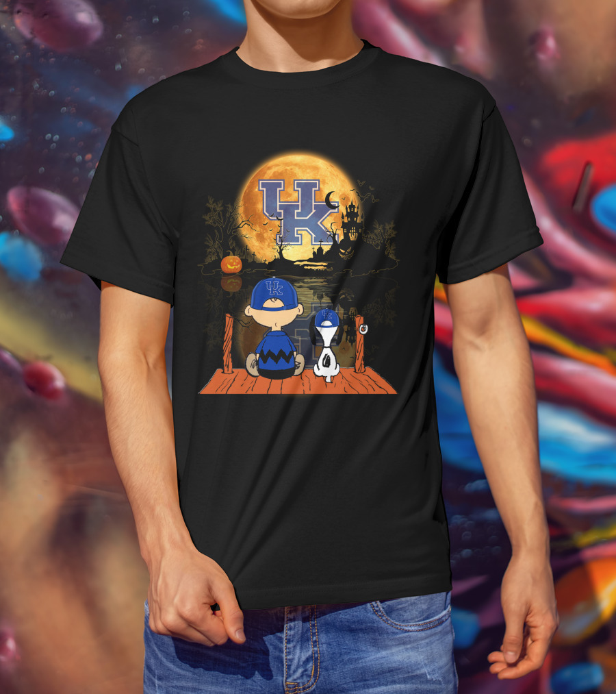 Kentucky Wildcats Halloween Full Moon Reflection Peanuts Characters T-Shirt