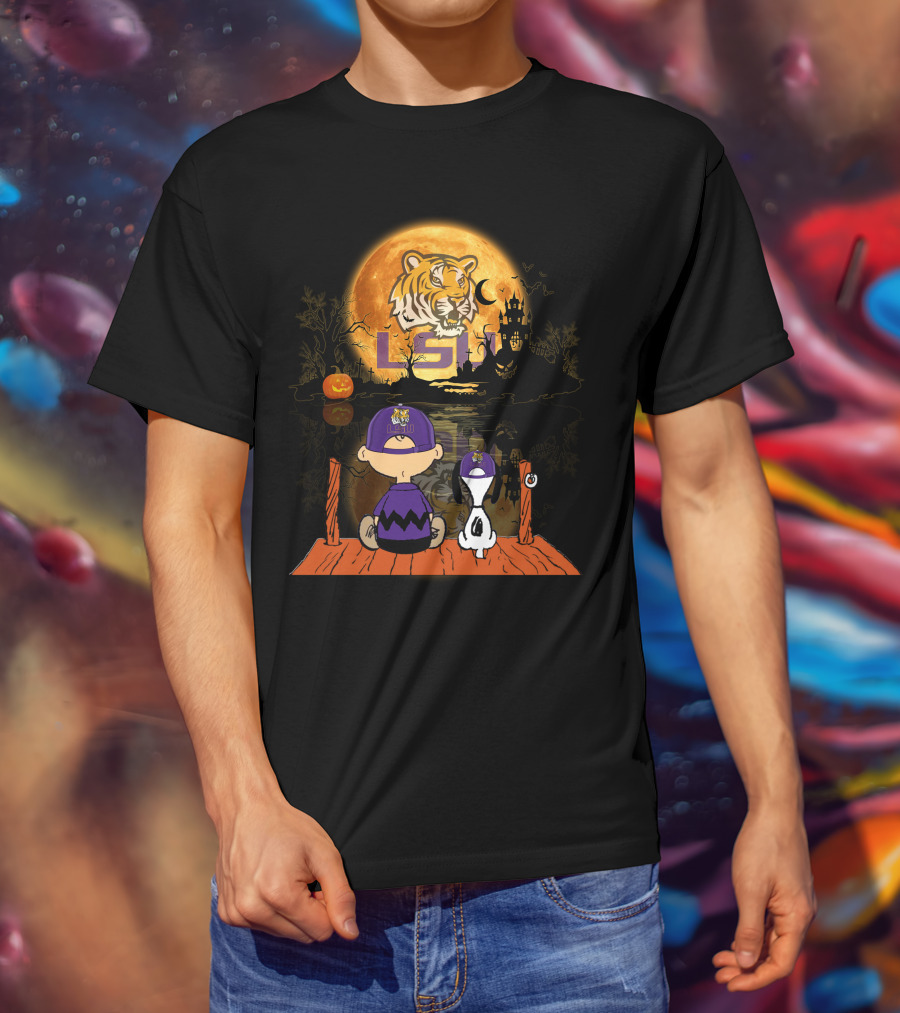 LSU Tigers Halloween Full Moon Pumpkin  T-Shirt