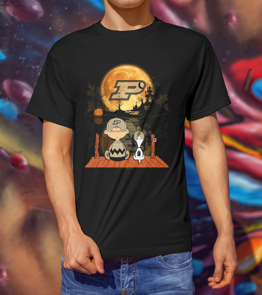 Purdue Boilermakers Halloween Moon Charlie Snoopy T-Shirt