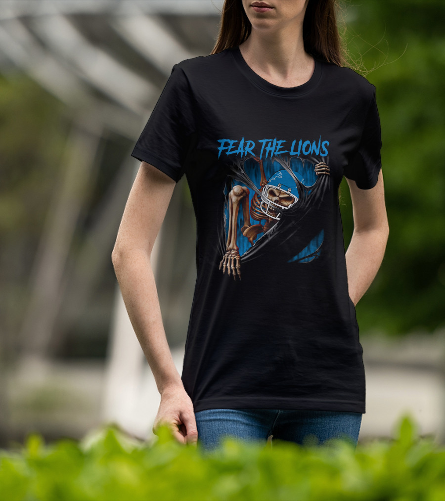 Fear The Lions Detroit Lions Skeleton 515NFL L1MTH T-Shirt