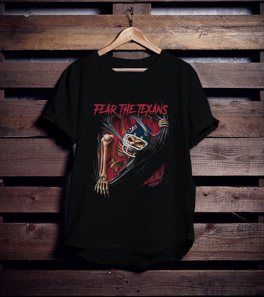 Fear The Texans Skeleton Nfl Football Theme Houston Texans 515Nfl L1Mth T-Shirt
