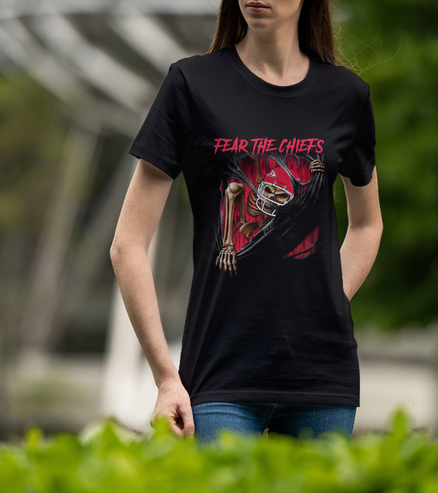 Fear The Chiefs Kansas City Chiefs Skeleton 515NFL L1MTH T-Shirt