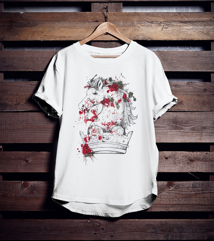 Horse Crown Art Blood Splatter T-Shirt