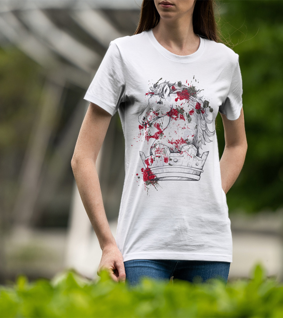 Horse Crown Art Blood Splatter T-Shirt
