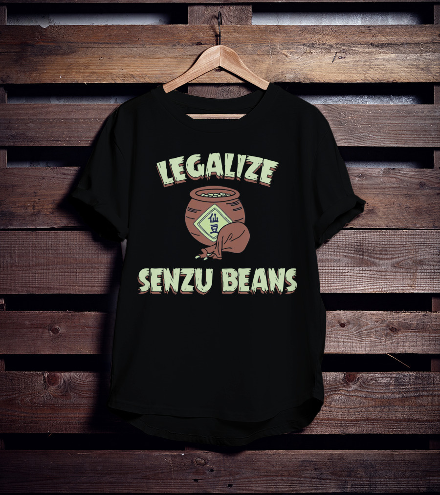 Legalize Senzu Beans Pot Icon With Japanese Kanji T-Shirt