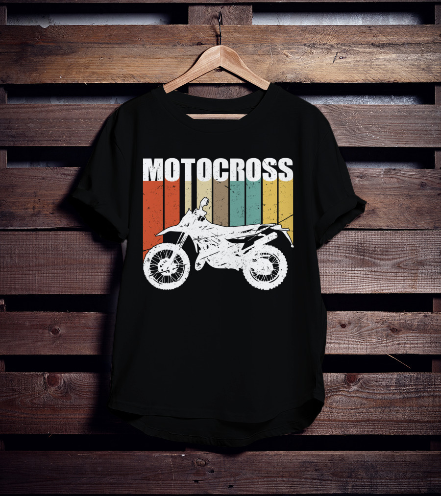 Motocross Vintage Dirt Bike Retro Stripes T-Shirt