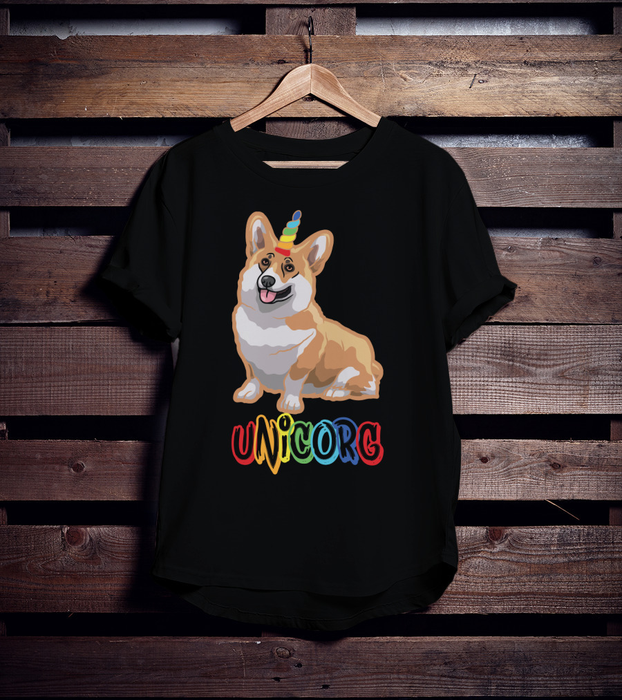 Corgi Dog Cute Unicorg Unicorn Rainbow Horn T-Shirt