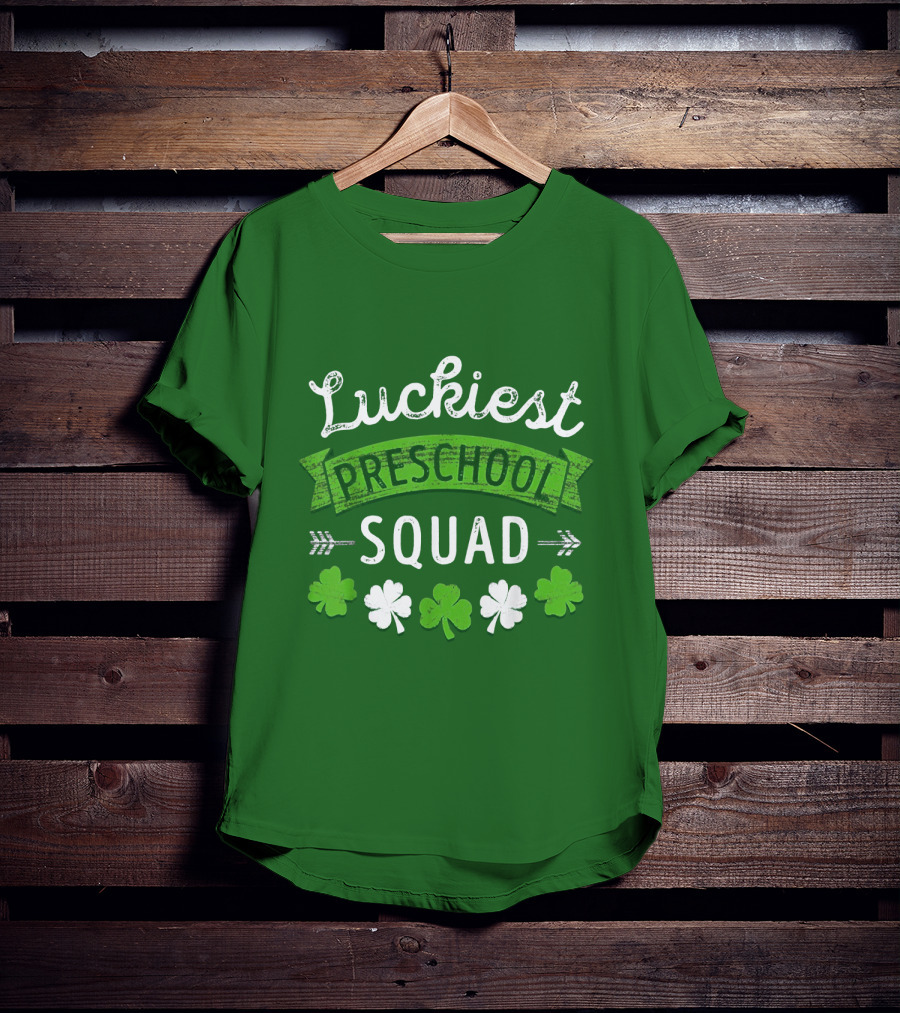 Luckiest Preschool Squad St Patricks Day Shamrocks T-Shirt