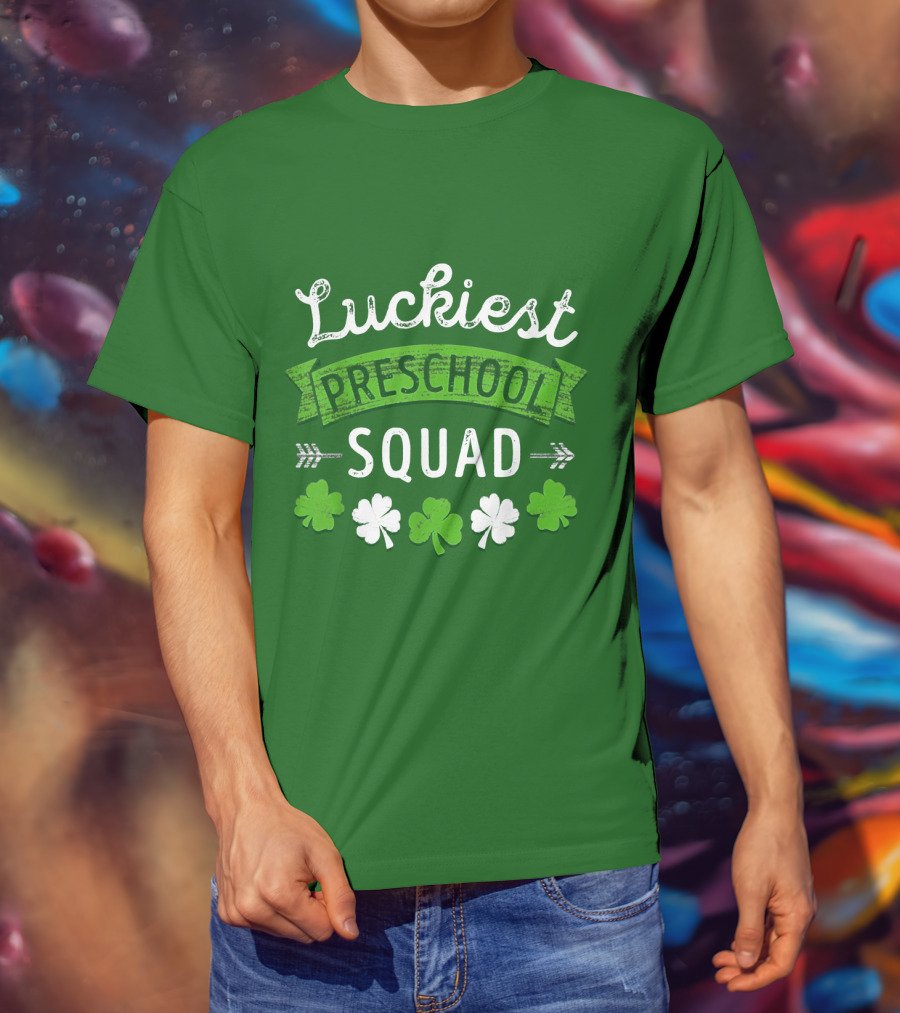 Luckiest Preschool Squad St Patricks Day Shamrocks T-Shirt