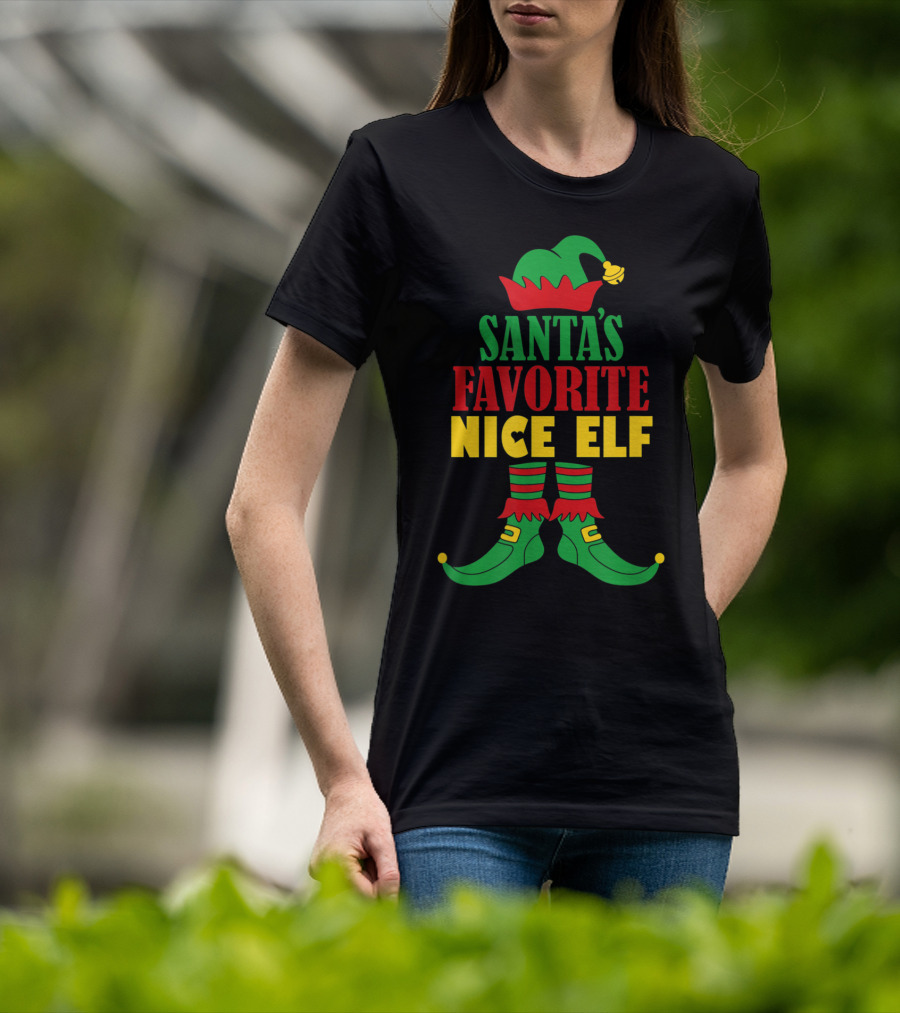 Santa's Favorite Nice Elf Christmas Matching T-Shirt