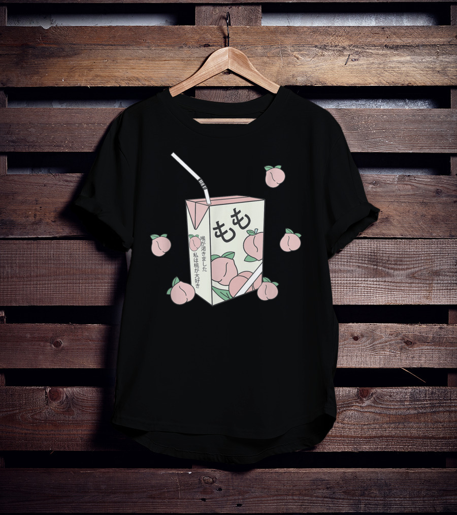 Japanese Momo Peach Juice Box Aesthetic Otaku Anime 90s T-Shirt