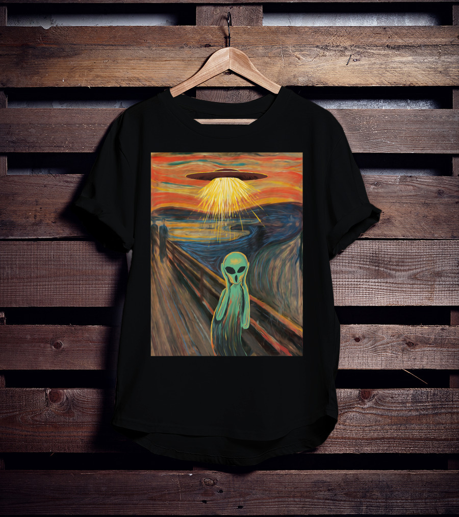 Alien Scream Munch UFO Painting T-Shirt