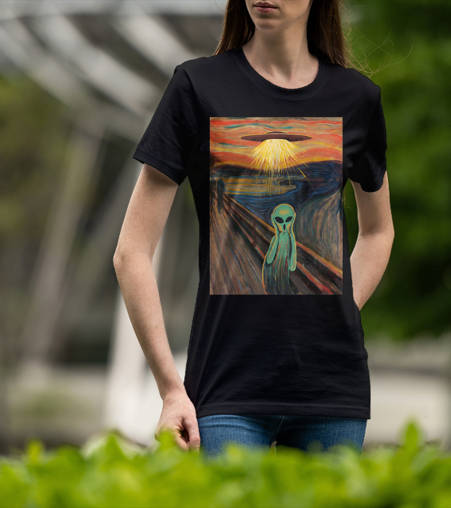 Alien Scream Munch UFO Painting T-Shirt
