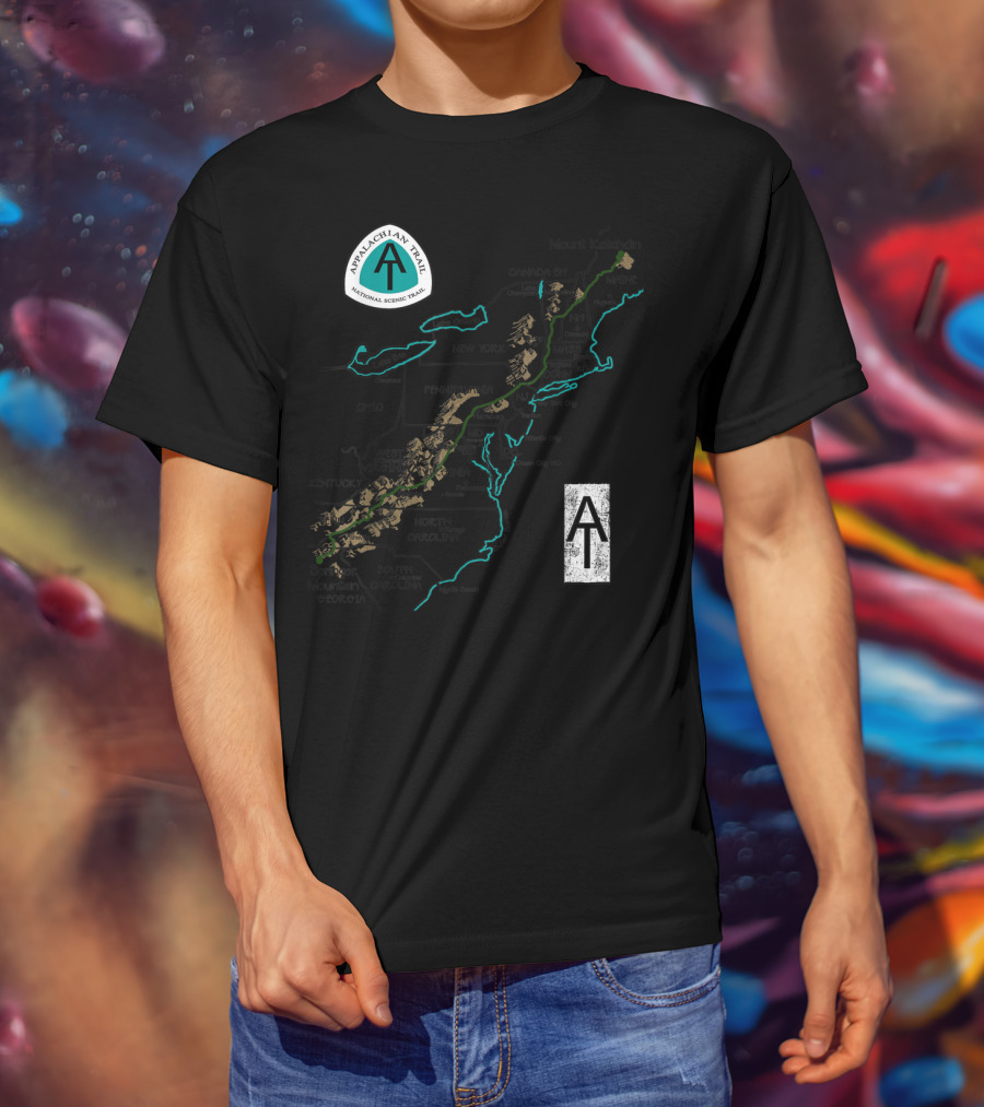 Appalachian Trail National Scenic Trail Map With Mount Katahdin And Springer Mountain T-Shirt