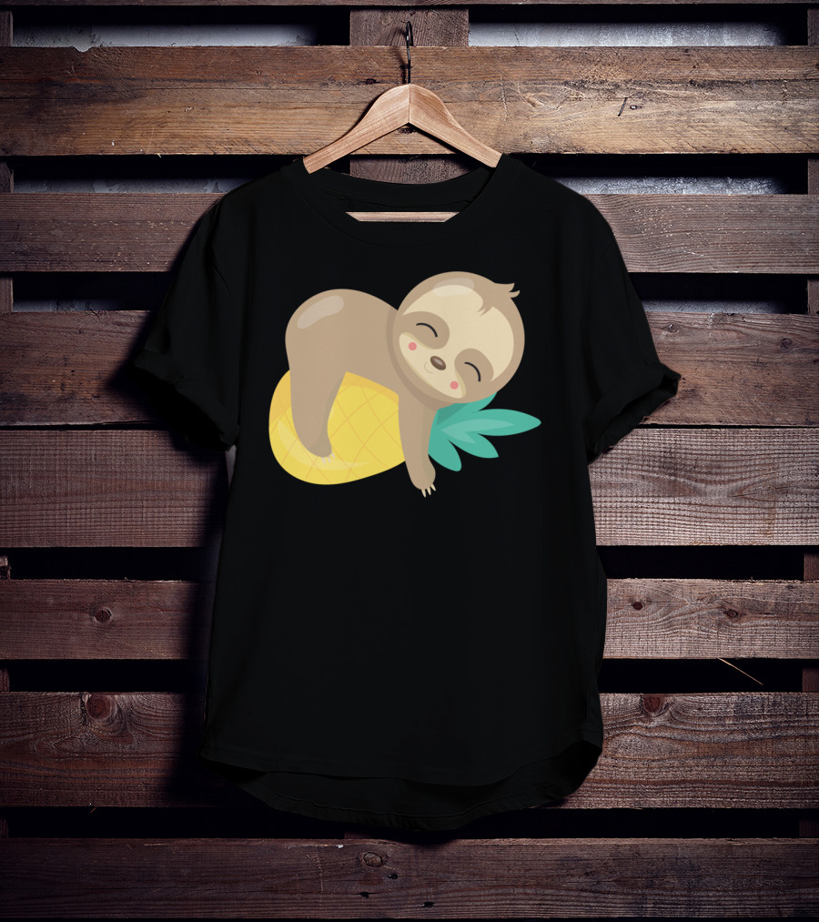 Baby Sloth Sleeping On Pineapple T-Shirt