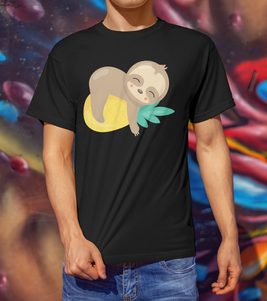 Baby Sloth Sleeping On Pineapple T-Shirt