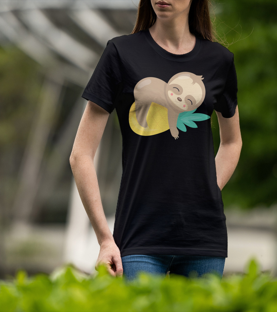 Baby Sloth Sleeping On Pineapple T-Shirt