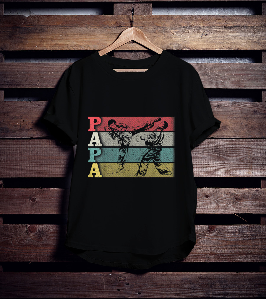 Papa Vintage Karate Dadfathers Day Funny T-Shirt