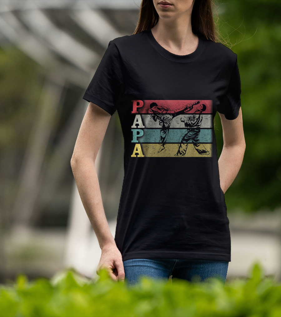 Papa Vintage Karate Dadfathers Day Funny T-Shirt