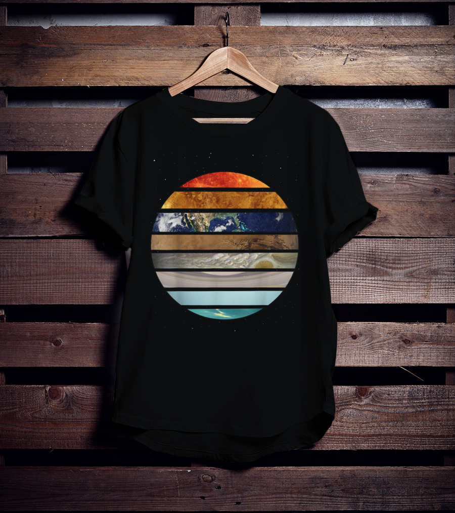 Amazing Planet Great Astronomy Solar System Stripes T-Shirt