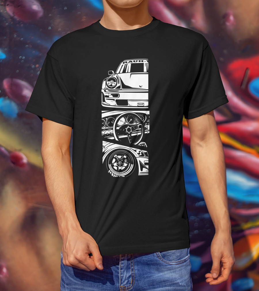 Rauh Welt Begriff German Classic Car Oldtimer Dashboard Wheel T-Shirt