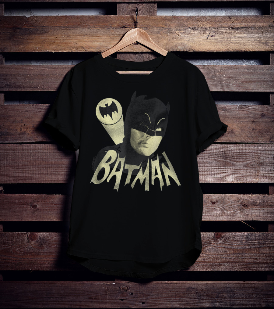 Batman Classic TV Series Bat Signal Logo And Iconic Hero Image T-Shirt