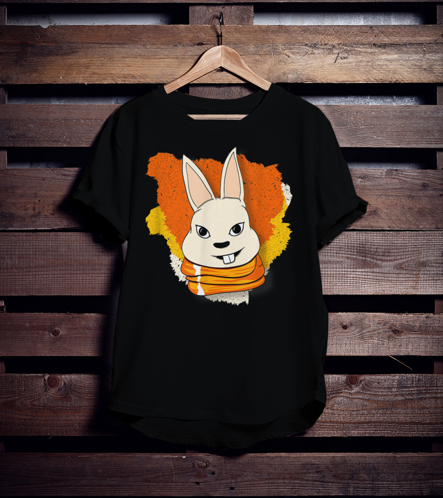 Bunny With Orange Yellow Scarf And Women For Easter T-Shirt