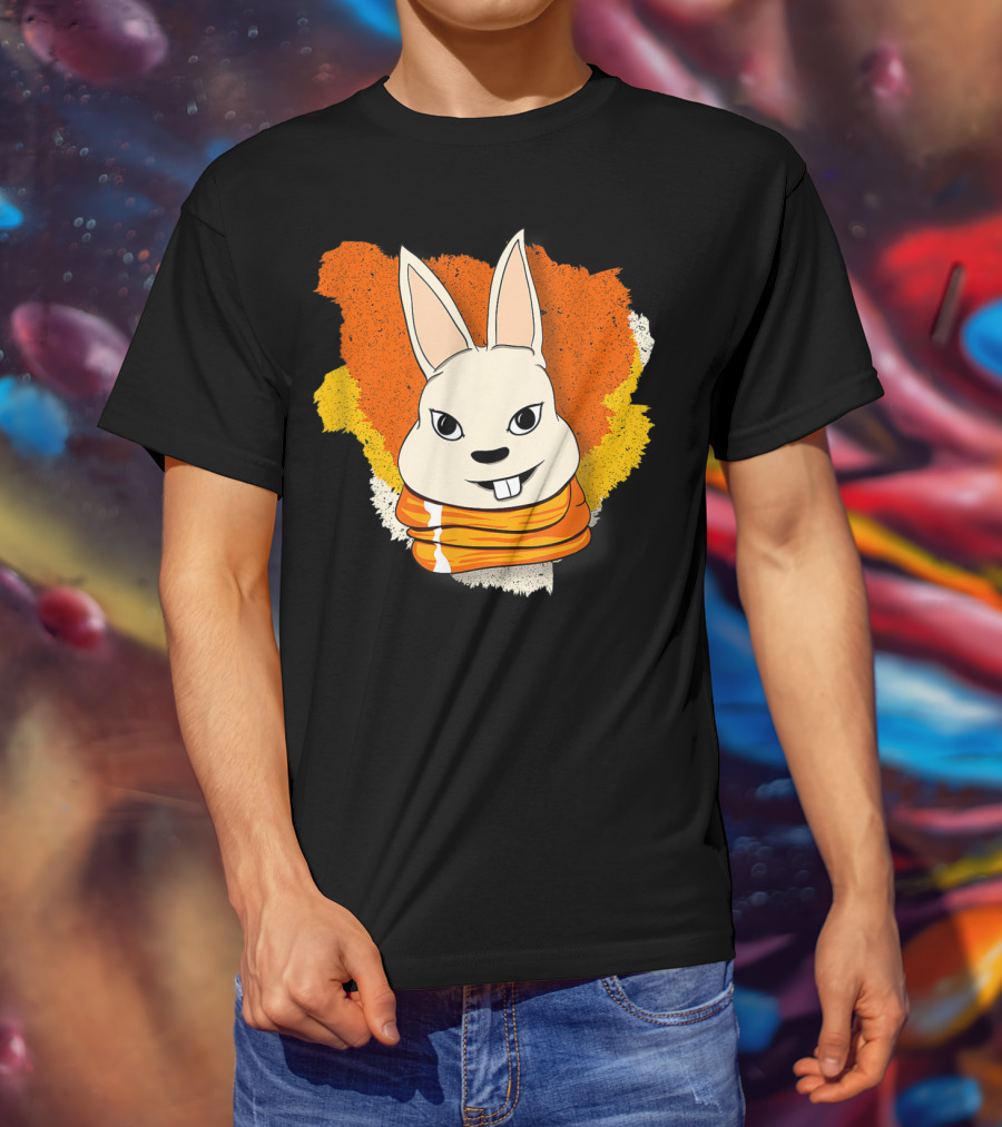 Bunny With Orange Yellow Scarf And Women For Easter T-Shirt